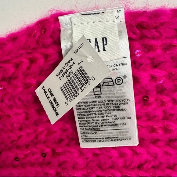 NWT Gap Scarf Shine Fushia Pink Soft Rib Knit Sequin OS - Picture 3 of 12